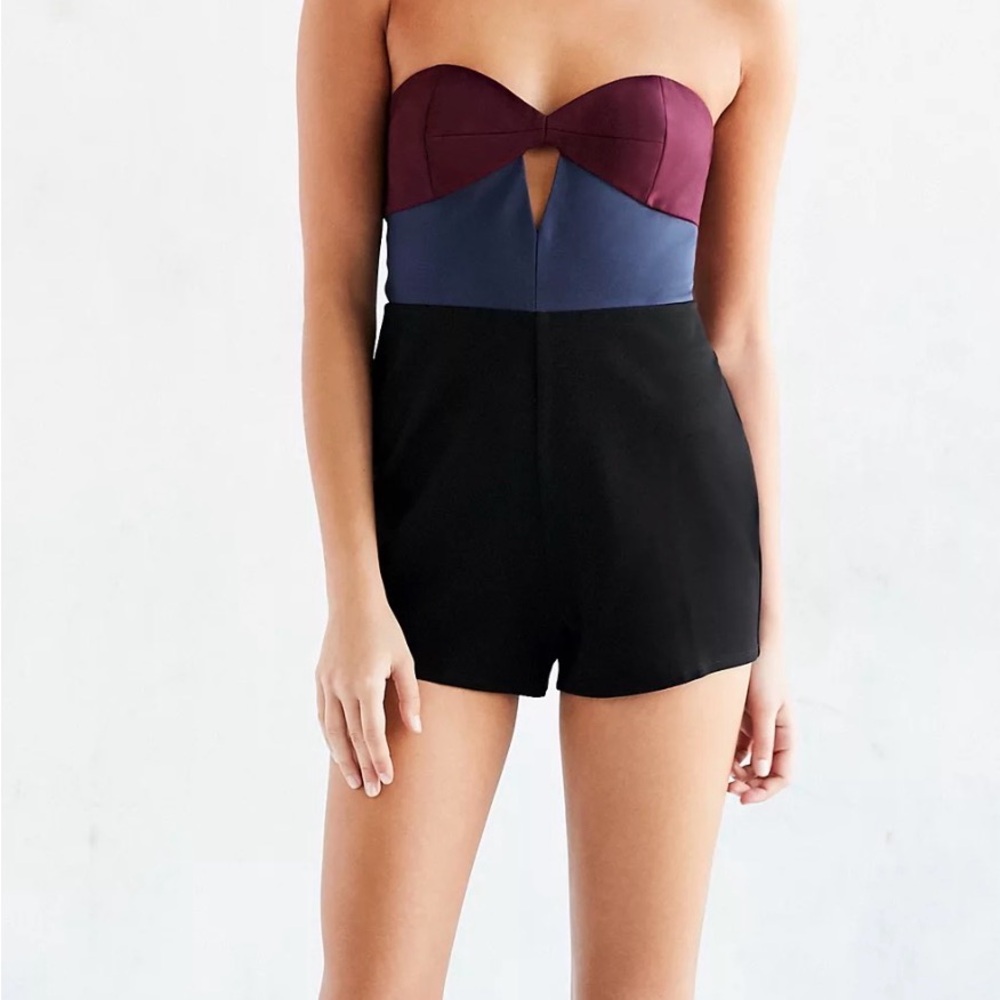 Strapless Colorblock Romper Playsuit